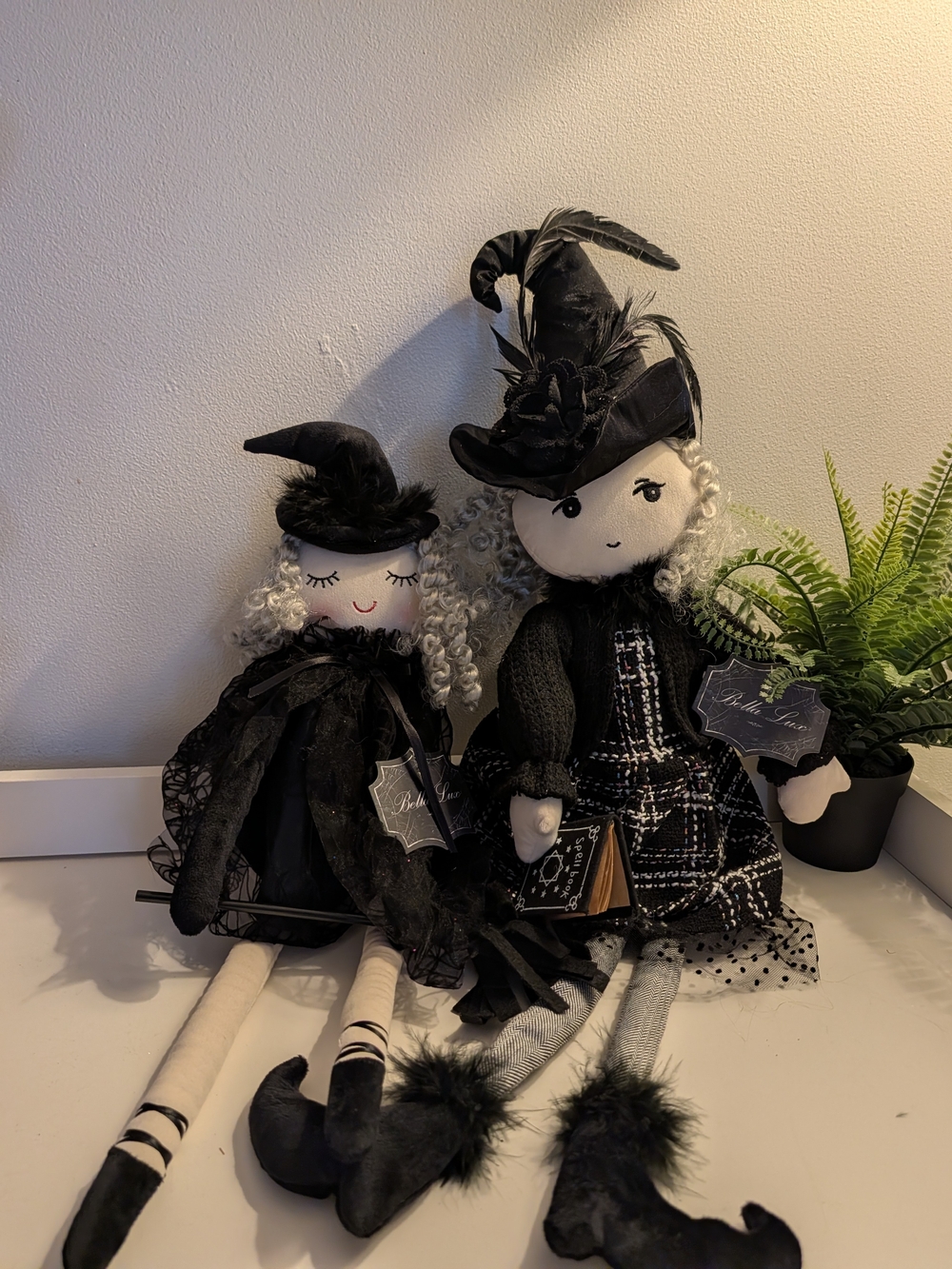 Black Witch Doll Home Accent Set - Decorative Plush Figurines